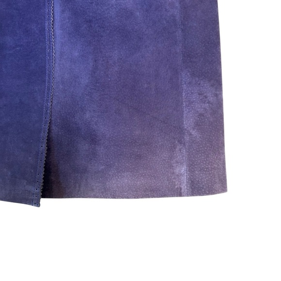 Margaret Godfrey vintage purple suede leather button up jacket duster 70s trench - Picture 7 of 7